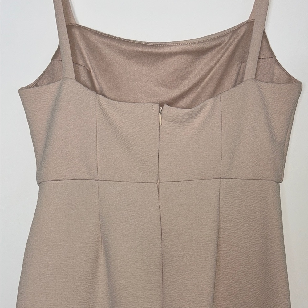 Neutral Ruffled Midi Dress with Square Neck - Picture 6 of 7